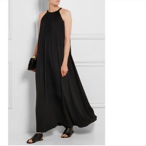 Black Vince Sunburst Pleated High Neck Maxi Dress